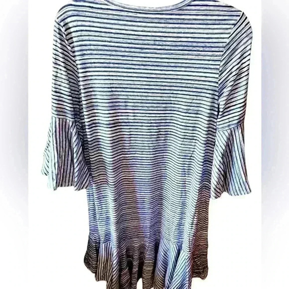 Lularoe large Maurine denim blue striped Maurine swing dress.From my stash! EuUC - Picture 2 of 7